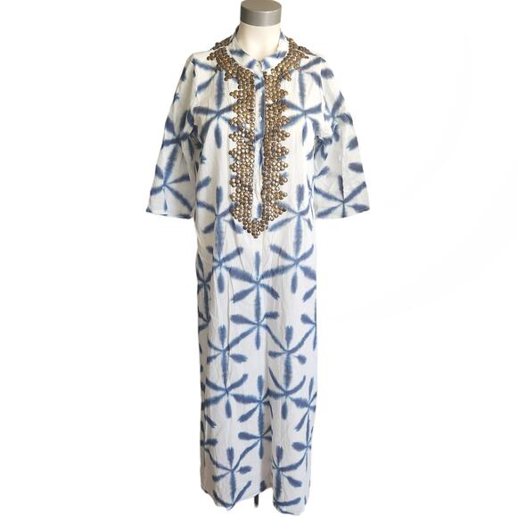 Figue Dresses & Skirts - FIGUE Thandie Kaftan boho caftan tie dye beaded midi dress in Izu floral Size S